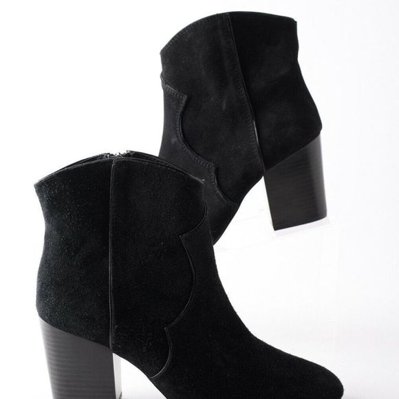 Zara Womens Black Leather Cowboy Ankle Boots 7.5 - Picture 2 of 10